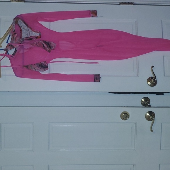 UNBRANDED Pants - 3 pieces Jumpsuit with top and bottom bikini Bartender dancer outfit S hot Pink